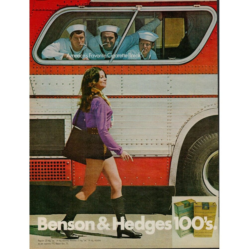 1971 Benson & Hedges 100's Cigarettes Vintage Print Ad (L3)